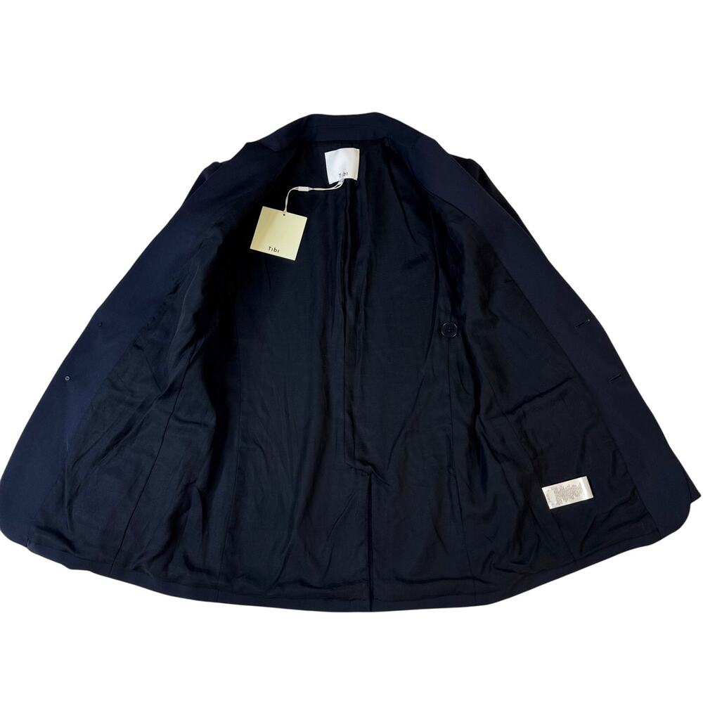 Tibi Tropical Wool Marlon Blazer Navy Cutout Sleeve Tailored Women's 6 NWT - Picture 5 of 16